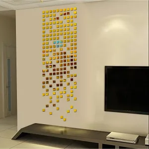 100 Square Golden Wall Mirrors|Acrylic Stickers|Mirrors|Wall Mirror Stickers|Wall Mirror Decor|Stickers for Wall|Sticker Mirror|Acrylic Mirror|Mirror for Wall|Mirror Stickers.639