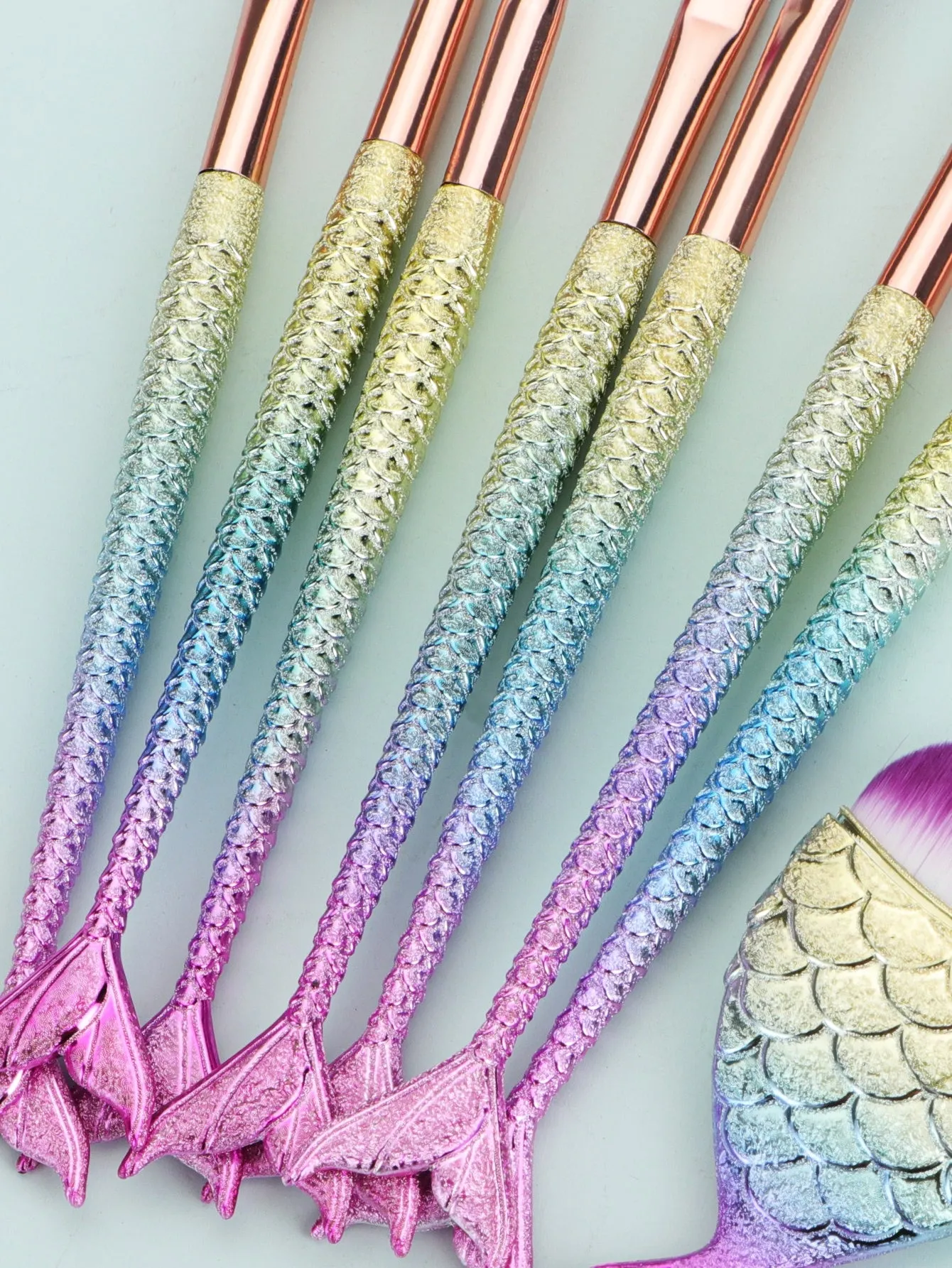 11pcs Mermaid Handle Makeup Brush Set