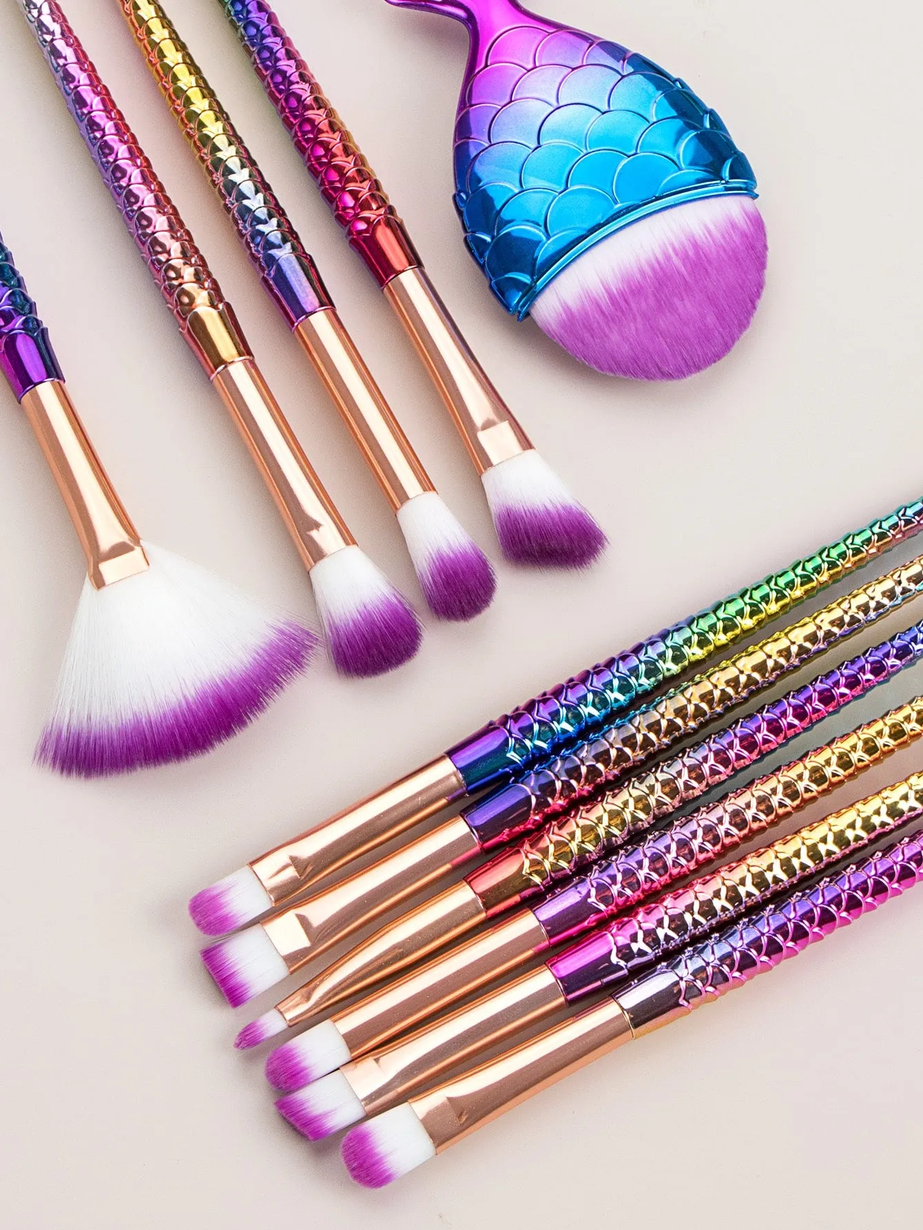 11pcs Mermaid Handle Makeup Brush Set