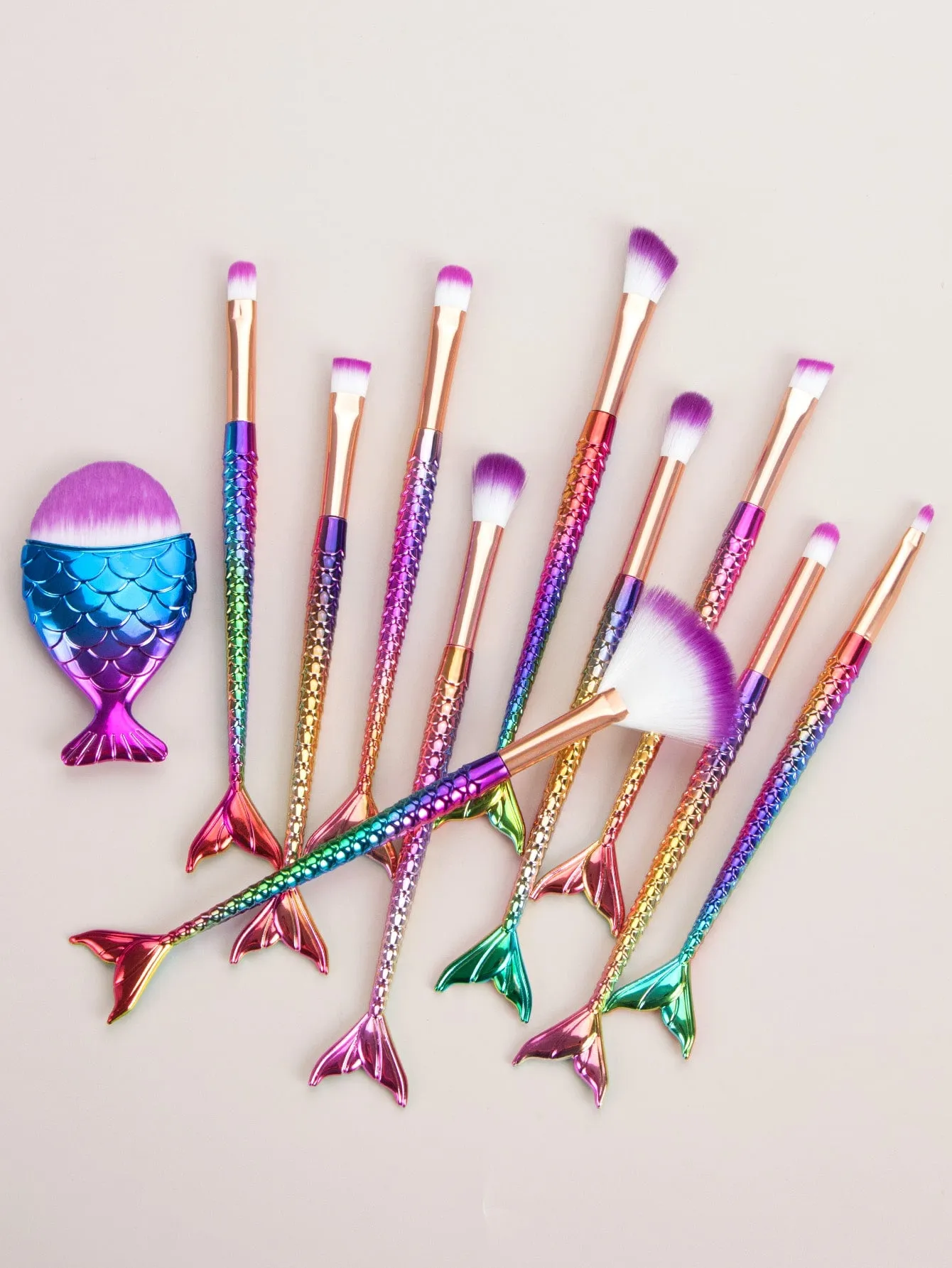 11pcs Mermaid Handle Makeup Brush Set