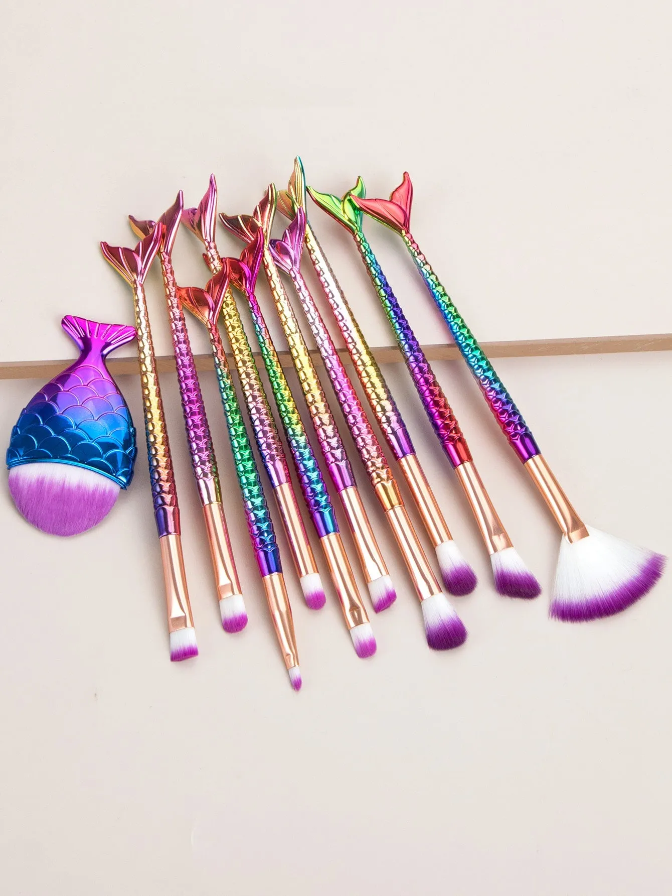 11pcs Mermaid Handle Makeup Brush Set