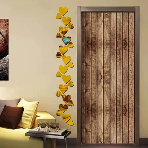 12 L. 12S. Heart Golden Wall Mirrors|Acrylic Stickers|Mirrors|Wall Mirror Stickers|Wall Mirror Decor|Stickers for Wall|Sticker Mirror|Acrylic Mirror|Mirror for Wall|Mirror Stickers.739