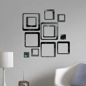 12 Square Black Wall Mirrors|Acrylic Stickers|Mirrors|Wall Mirror Stickers|Wall Mirror Decor|Stickers for Wall|Sticker Mirror|Acrylic Mirror|Mirror for Wall|Mirror Stickers.405