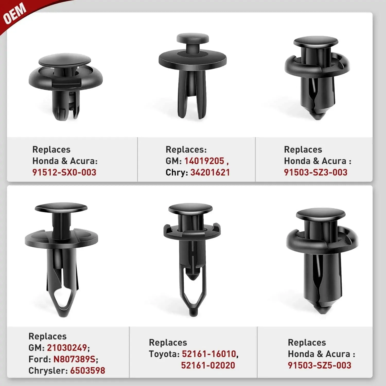 120 Pcs Hole 6.3mm 8mm 9mm 10mm Car Push Retainer Clips Kits Expansion Screws Replacement Kit Bumper Push Rivet Clips for GM Ford Toyota Honda Chrysler