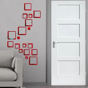 18 Square Red Wall Mirrors|Acrylic Stickers|Mirrors|Wall Mirror Stickers|Wall Mirror Decor|Stickers for Wall|Sticker Mirror|Acrylic Mirror|Mirror for Wall|Mirror Stickers.462