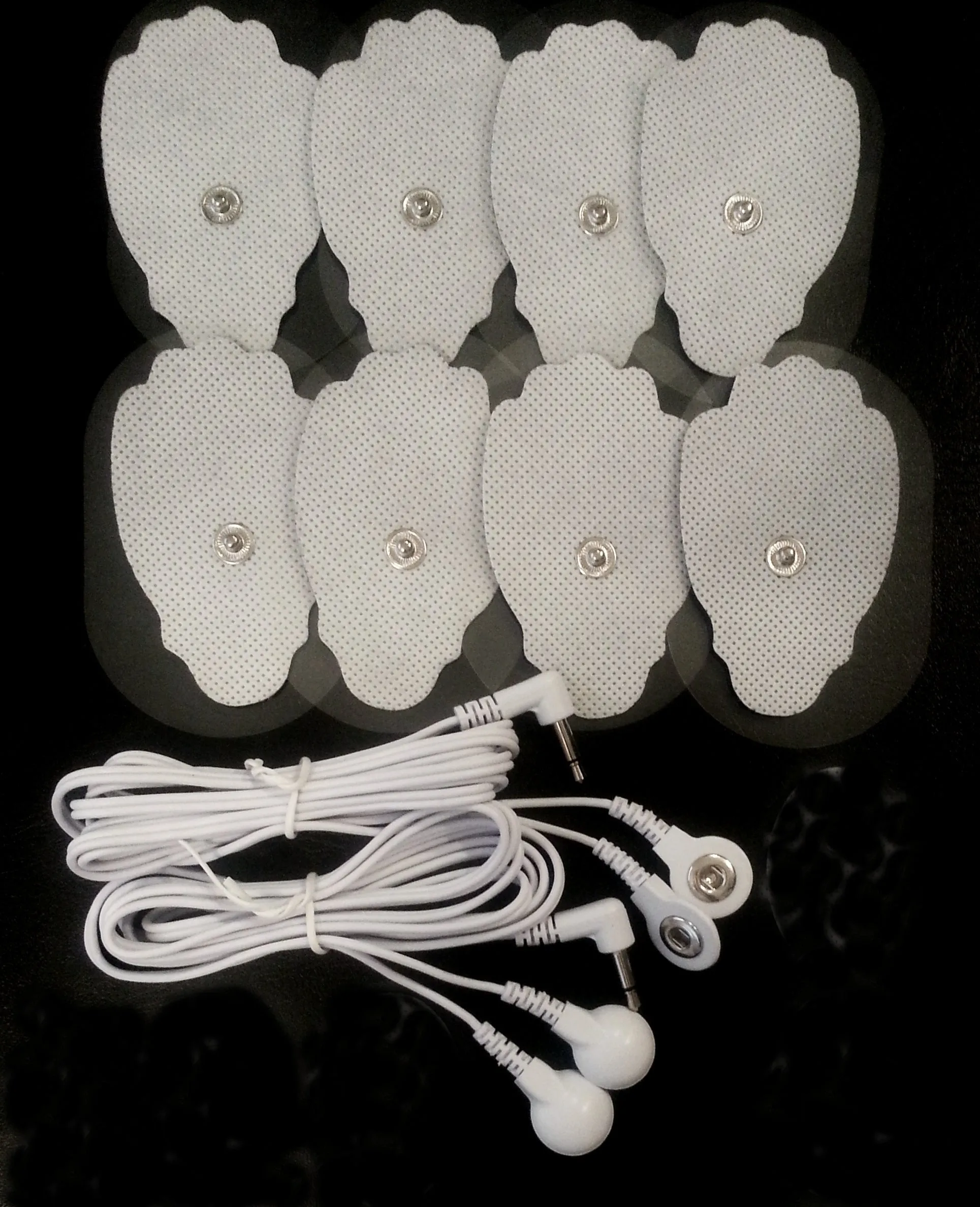 2 Electrode Lead Cables (3.5mm Plug)  8 Massage Pads for TENS Massager