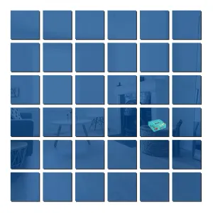24 Big Square Blue Wall Mirrors|Acrylic Stickers|Mirrors|Wall Mirror Stickers|Wall Mirror Decor|Stickers for Wall|Sticker Mirror|Acrylic Mirror|Mirror for Wall|Mirror Stickers.343