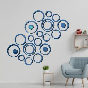 24 Ring and Dots Blue Wall Mirrors|Acrylic Stickers|Mirrors|Wall Mirror Stickers|Wall Mirror Decor|Stickers for Wall|Sticker Mirror|Acrylic Mirror|Mirror for Wall|Mirror Stickers.544