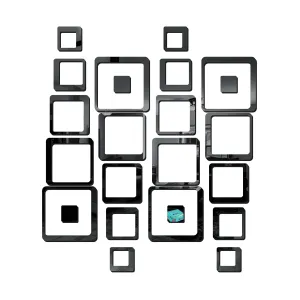 24 Square Black Wall Mirrors|Acrylic Stickers|Mirrors|Wall Mirror Stickers|Wall Mirror Decor|Stickers for Wall|Sticker Mirror|Acrylic Mirror|Mirror for Wall|Mirror Stickers.471