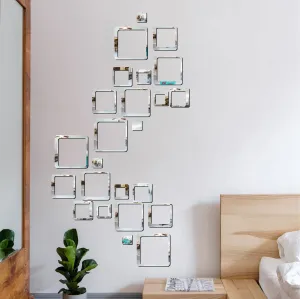 24 Square Silver Wall Mirrors|Acrylic Stickers|Mirrors|Wall Mirror Stickers|Wall Mirror Decor|Stickers for Wall|Sticker Mirror|Acrylic Mirror|Mirror for Wall|Mirror Stickers.482