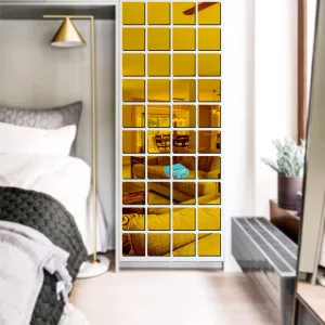 28 Big Square Golden Wall Mirrors|Acrylic Stickers|Mirrors|Wall Mirror Stickers|Wall Mirror Decor|Stickers for Wall|Sticker Mirror|Acrylic Mirror|Mirror for Wall|Mirror Stickers.358