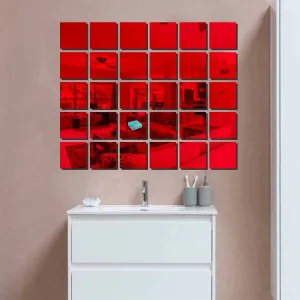 30 Big Square Red Wall Mirrors|Acrylic Stickers|Mirrors|Wall Mirror Stickers|Wall Mirror Decor|Stickers for Wall|Sticker Mirror|Acrylic Mirror|Mirror for Wall|Mirror Stickers.373