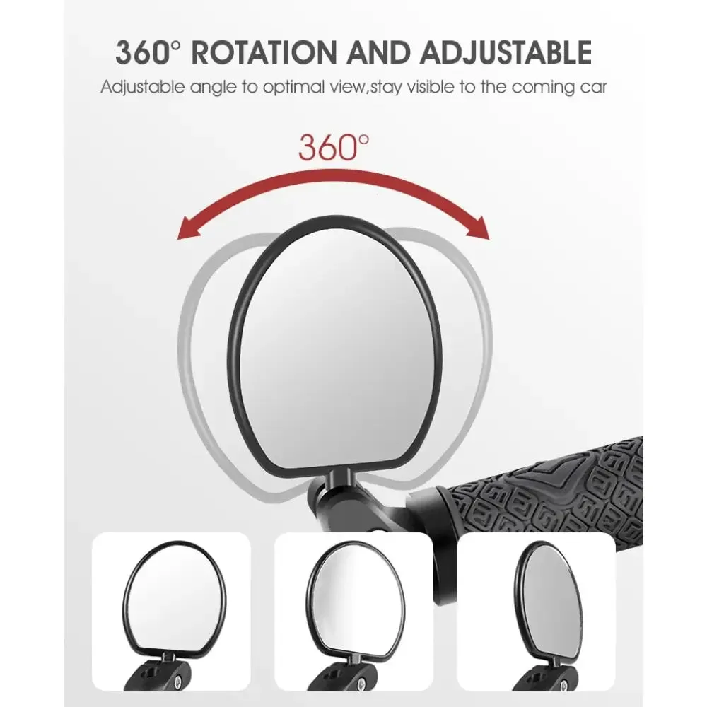 360 Degree Rotatable Bicycle Rearview Mirror with Back Reflector