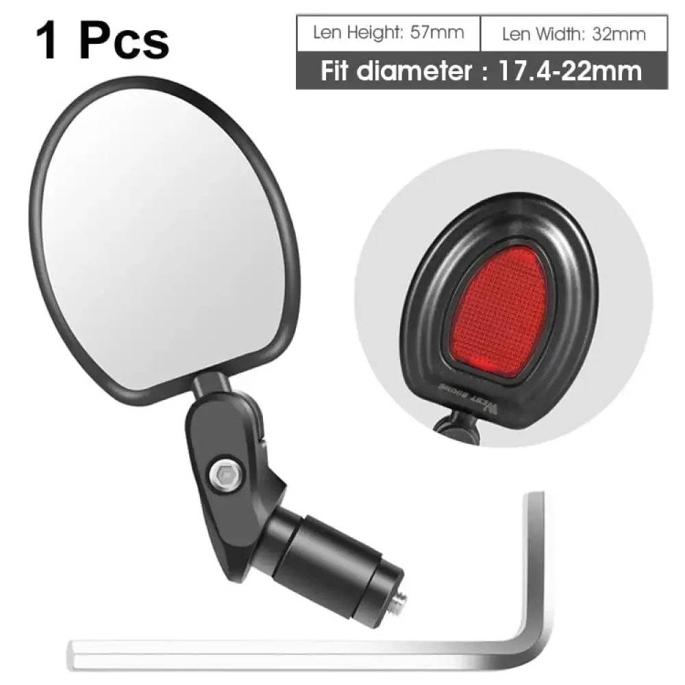 360 Degree Rotatable Bicycle Rearview Mirror with Back Reflector