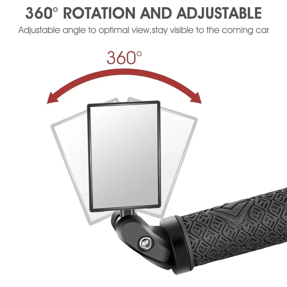 360 Degree Rotatable Bicycle Rearview Mirror with Back Reflector