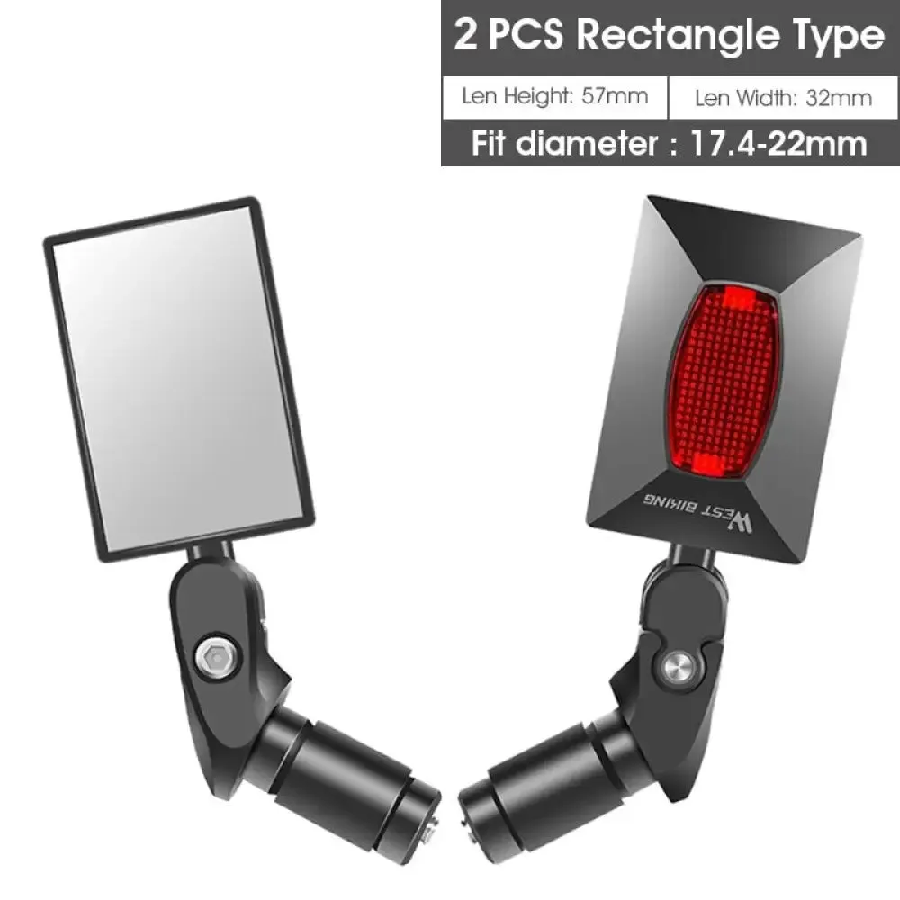 360 Degree Rotatable Bicycle Rearview Mirror with Back Reflector