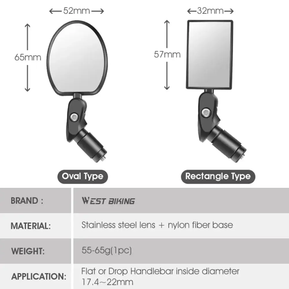 360 Degree Rotatable Bicycle Rearview Mirror with Back Reflector