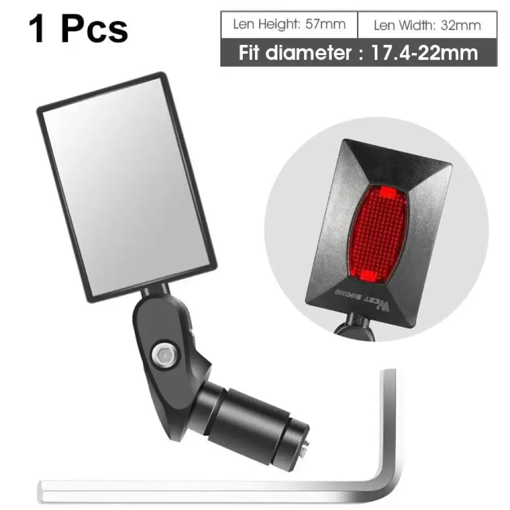 360 Degree Rotatable Bicycle Rearview Mirror with Back Reflector