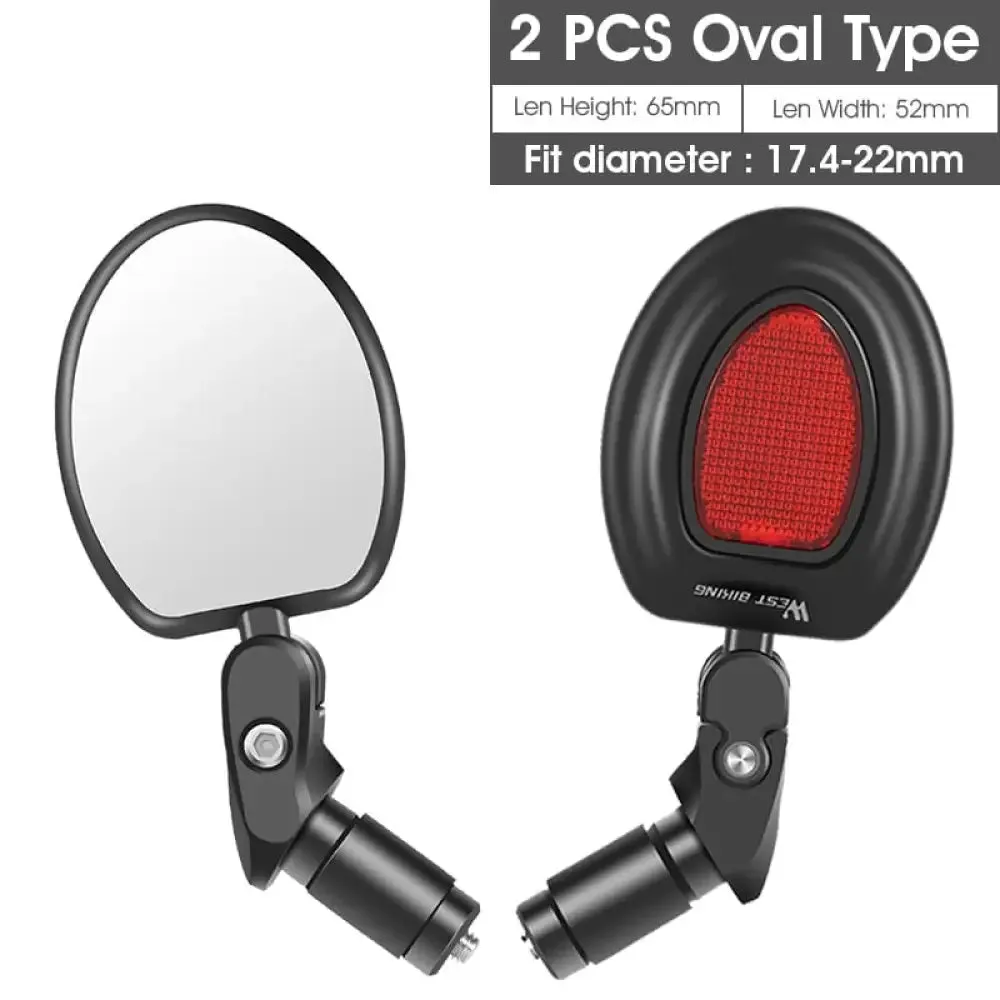 360 Degree Rotatable Bicycle Rearview Mirror with Back Reflector