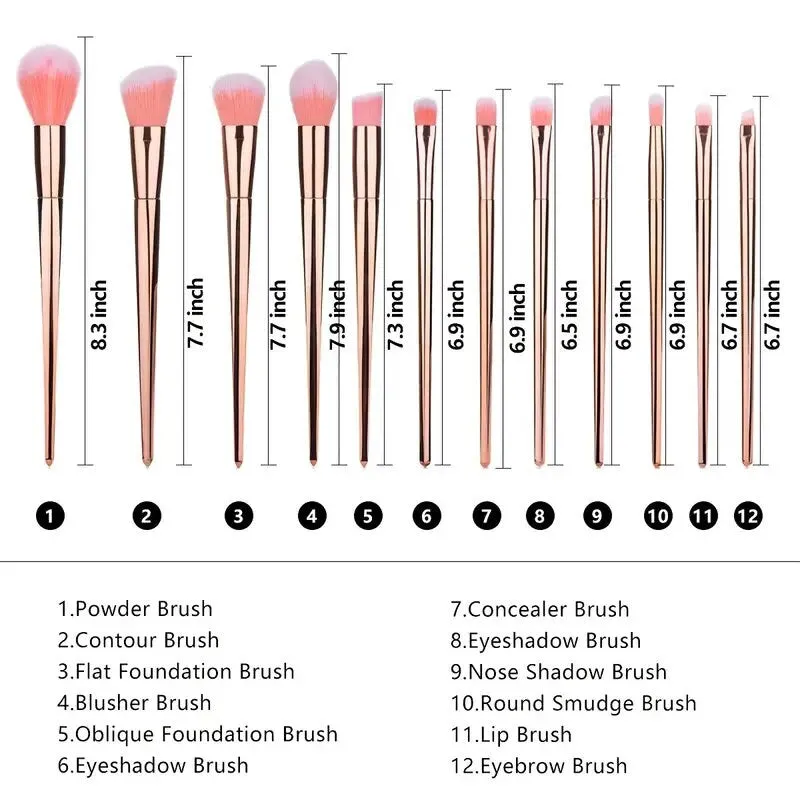 6pcs Black Silver Makeup Brush Set | Complete Makeup Brush Set | Cosmetics Brush Set For Professional Makeup | Synthetic Powder Foundation