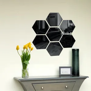 7 Hexagon Black Wall Mirrors|Acrylic Stickers|Mirrors|Wall Mirror Stickers|Wall Mirror Decor|Stickers for Wall|Sticker Mirror|Acrylic Mirror|Mirror for Wall|Mirror Stickers.185