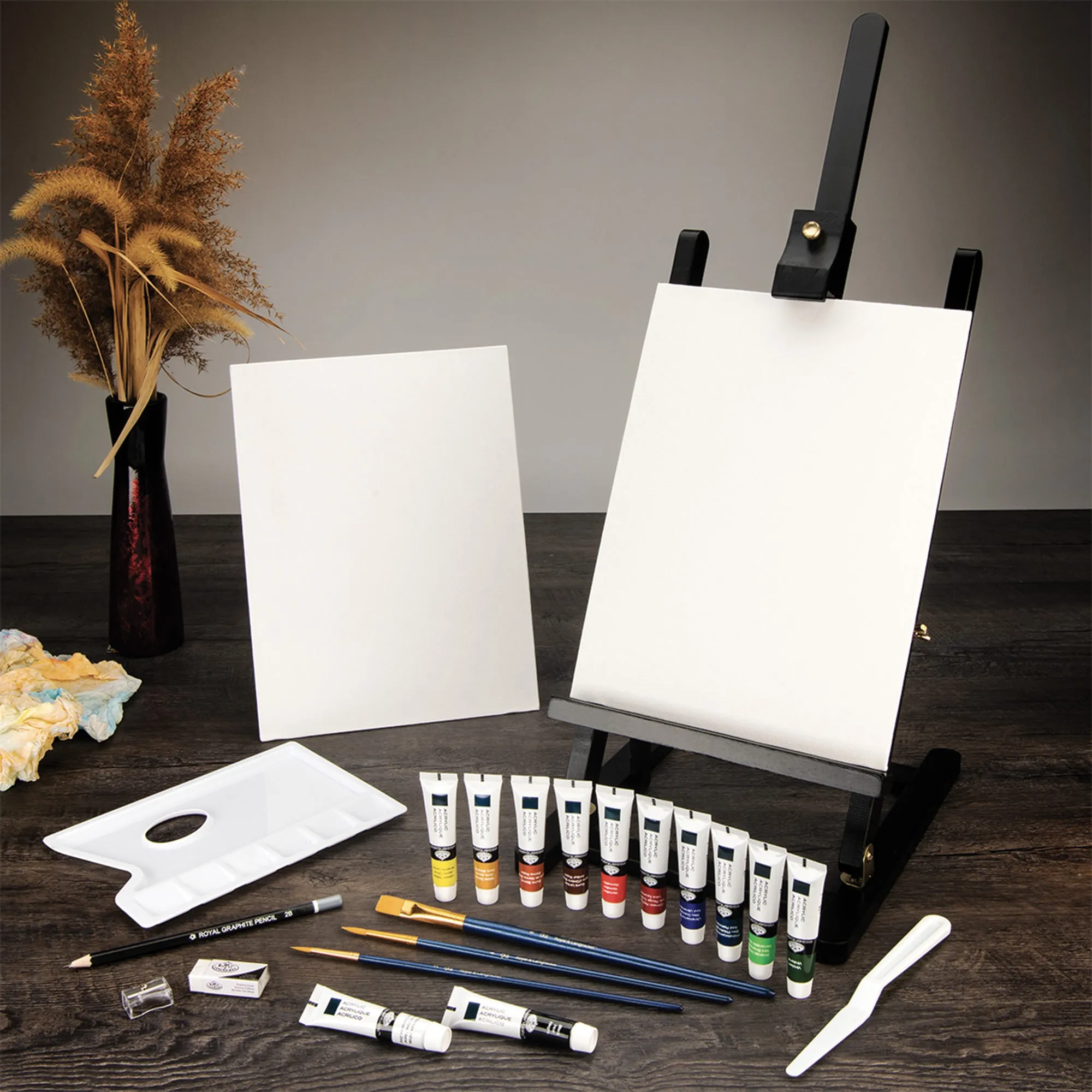Black Series Acrylic Painting Easel Kit - 23 Pieces