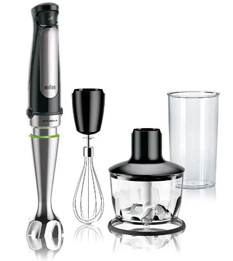 Braun MQ7035X 3-in-1 Immersion Hand, Powerful 500W Stainless Steel Stick Blender Variable Speed   2-Cup Food Processor, Whisk, Beaker, Faster, Finer Blending, MultiQuick 220v