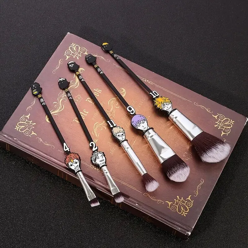 Cute Anime Makeup Brushes | 5 Pcs Cosmetic Brushes Foundation Blending Brush Eyeshadows Face Powder Fan Brushes Kit