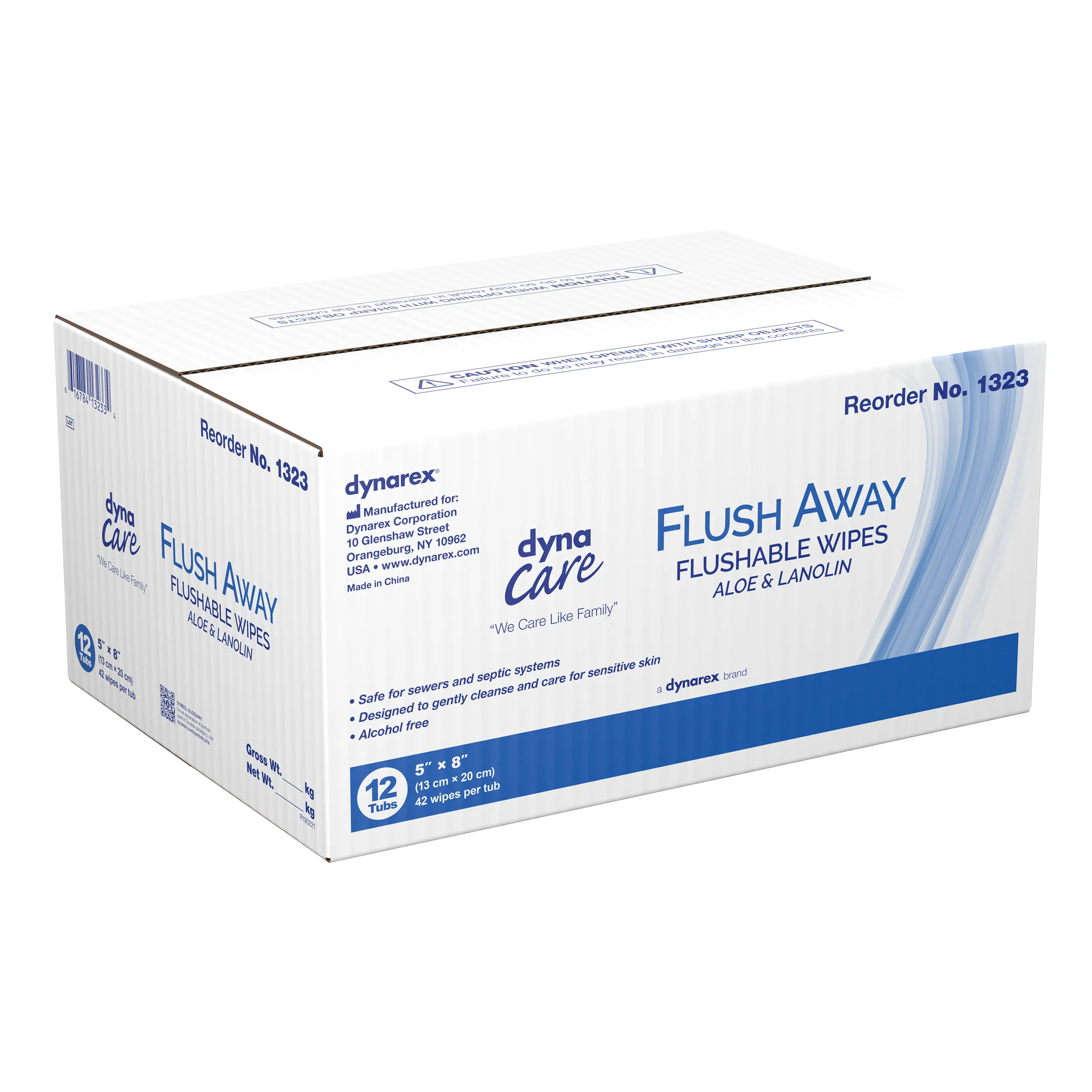 Dynarex - Flushable Wipes (Junior) Tub Pack, 5" x 8"