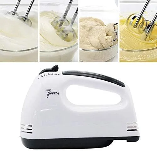 ElevatePro Powerful 260 Watt Motor 7 Speed Control   Turbo Hand Blender Egg Beater Dough Hooks And Strip Beater Attachments (Multicolor)