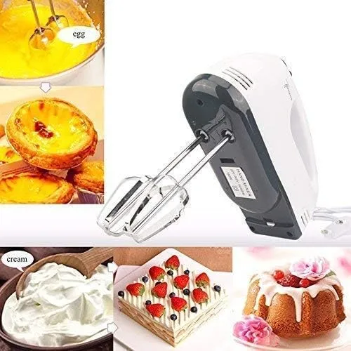 ElevatePro Powerful 260 Watt Motor 7 Speed Control   Turbo Hand Blender Egg Beater Dough Hooks And Strip Beater Attachments (Multicolor)