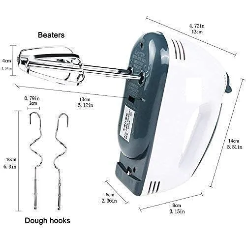 ElevatePro Powerful 260 Watt Motor 7 Speed Control   Turbo Hand Blender Egg Beater Dough Hooks And Strip Beater Attachments (Multicolor)