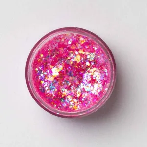 Galexie Glister Pink Glow" Neon Pink Glitter Gel - Hair, Face, Body Glitter Gel