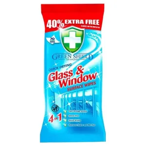 Green Shield Glass & Window Surface Wipes, 70 Pack