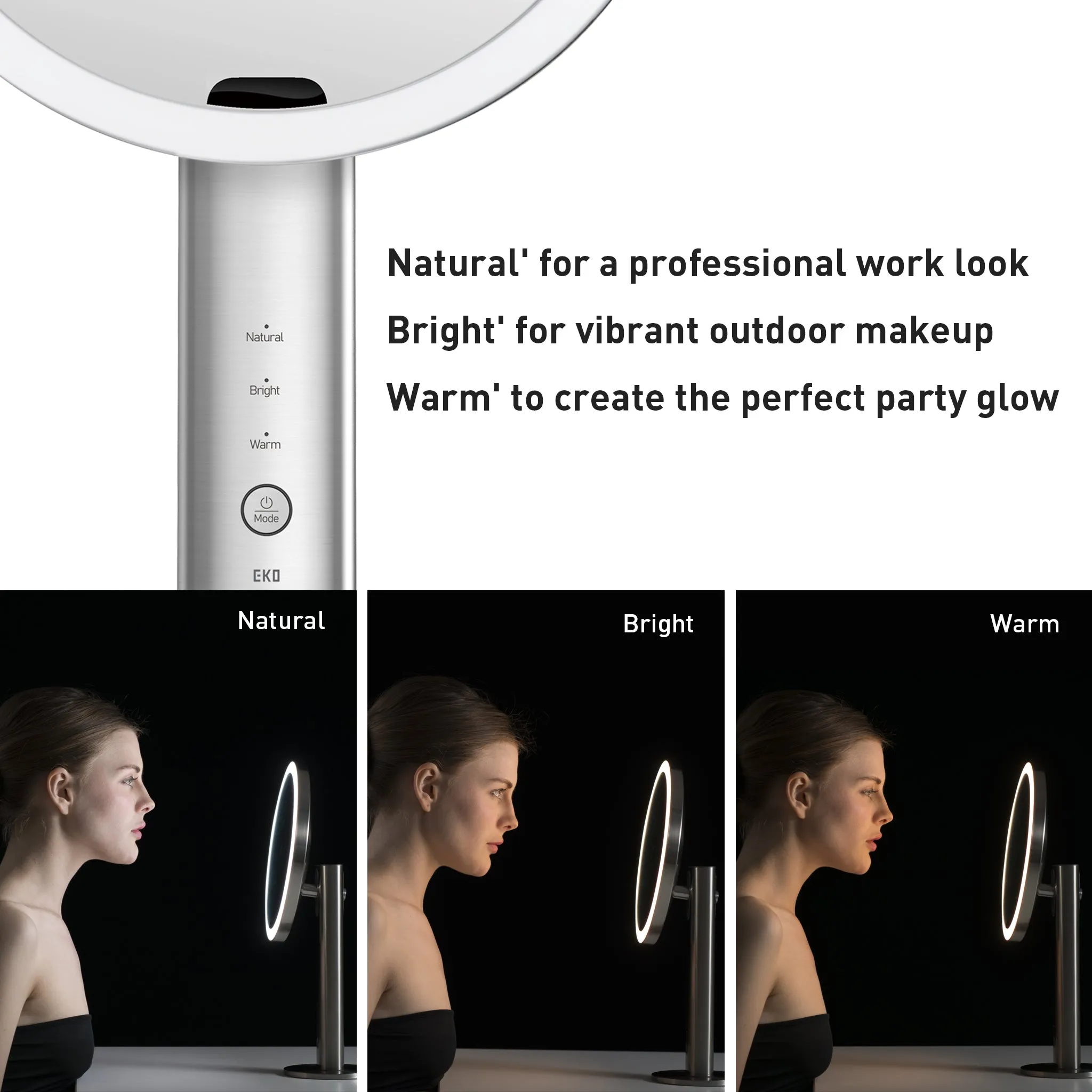 iMira Ultra Clear 8" Stainless Steel Sensor Mirror - White 5X/10X