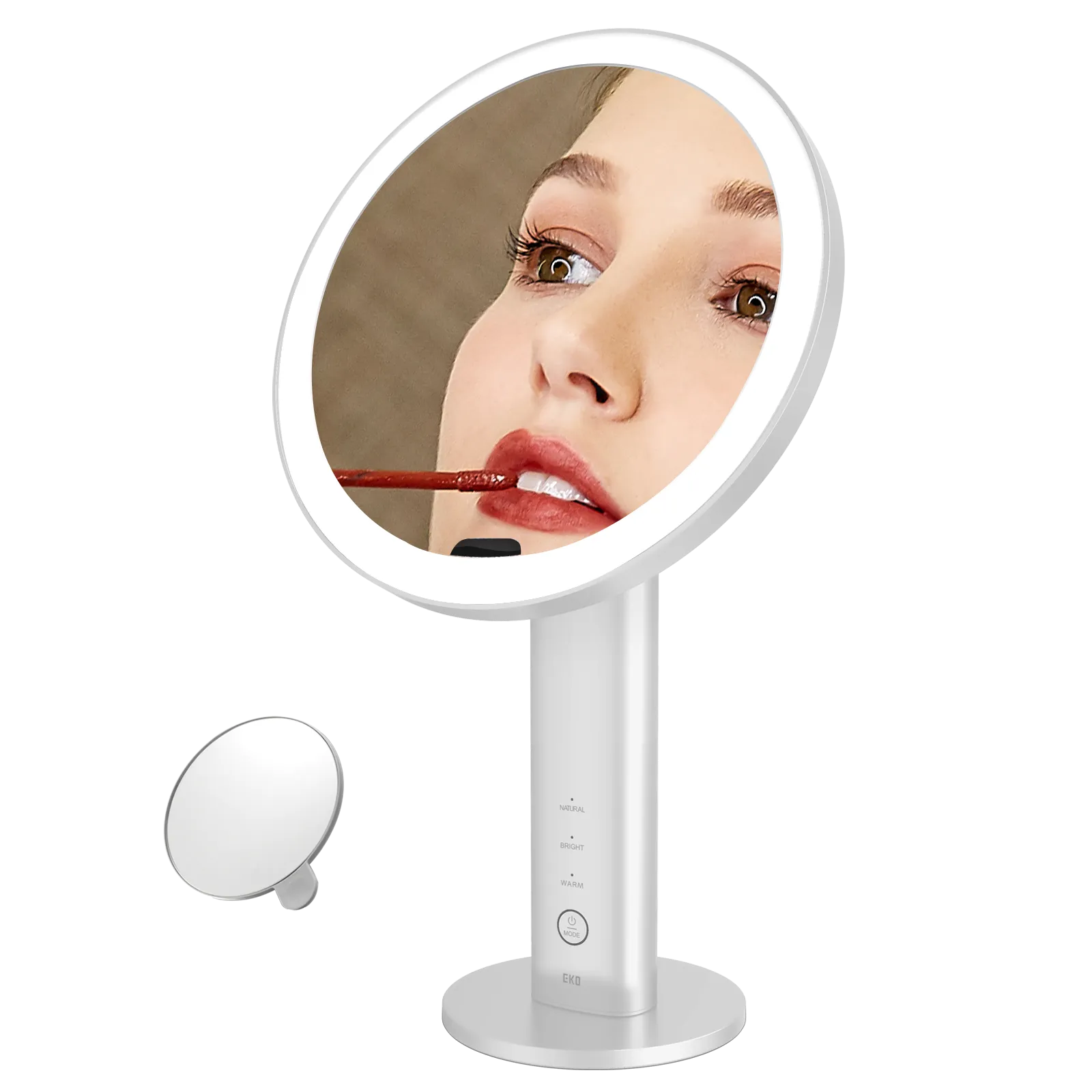 iMira Ultra Clear 8" Stainless Steel Sensor Mirror - White 5X/10X