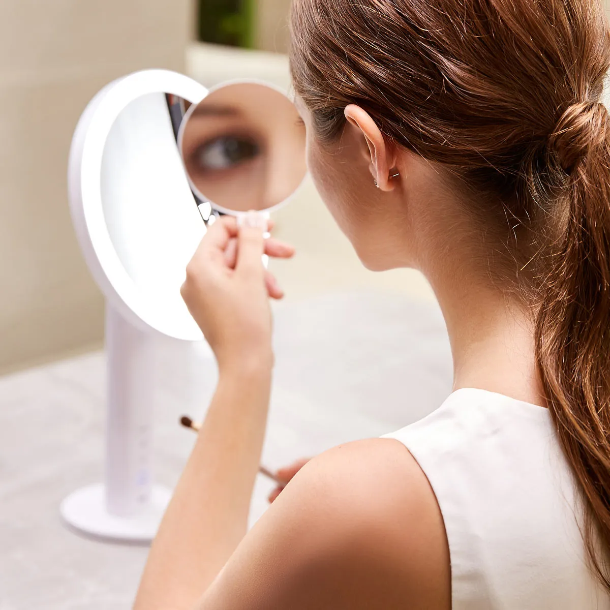 iMira Ultra Clear 8" Stainless Steel Sensor Mirror - White 5X/10X