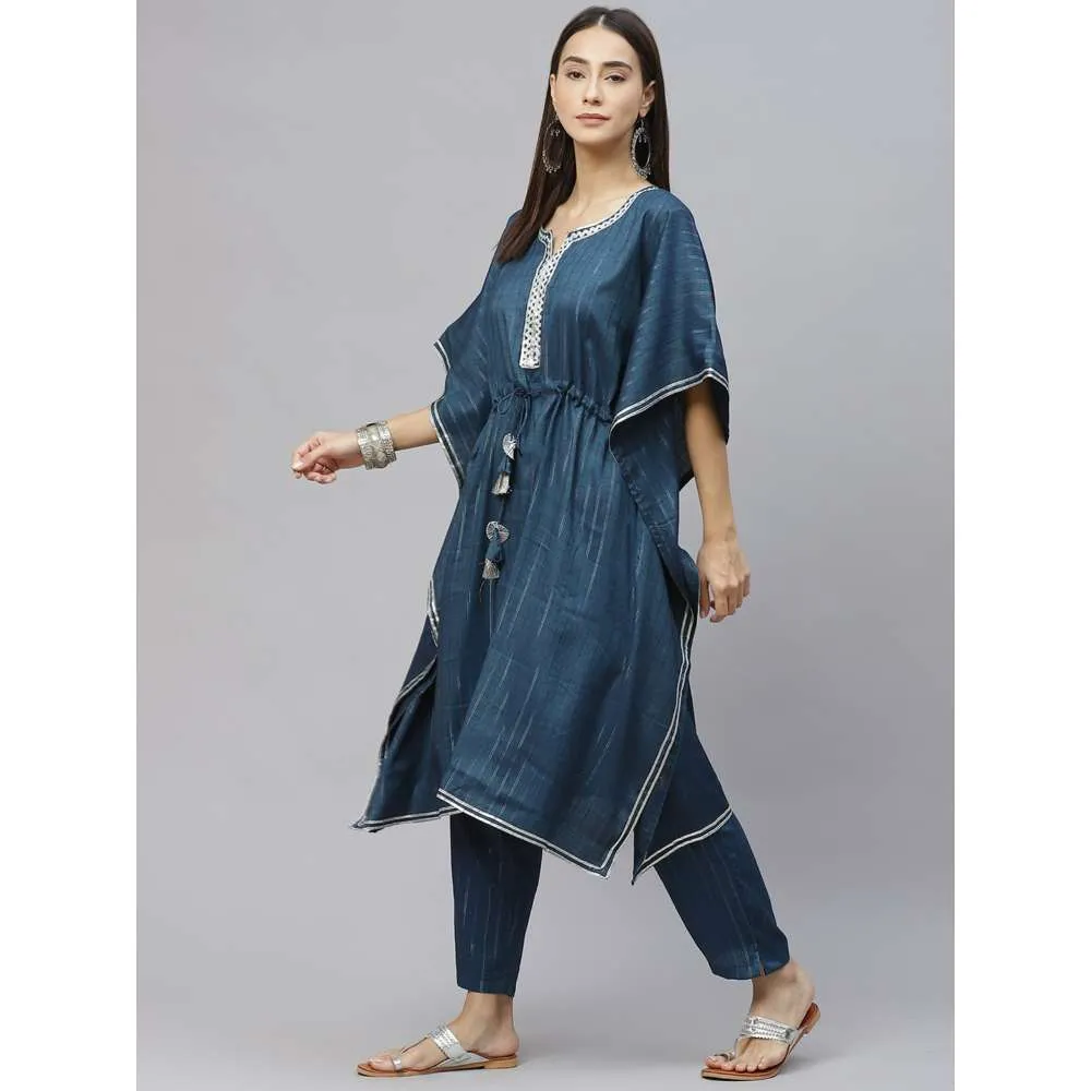 Laado Blue Lurex Kaftan Set (Set of 2)