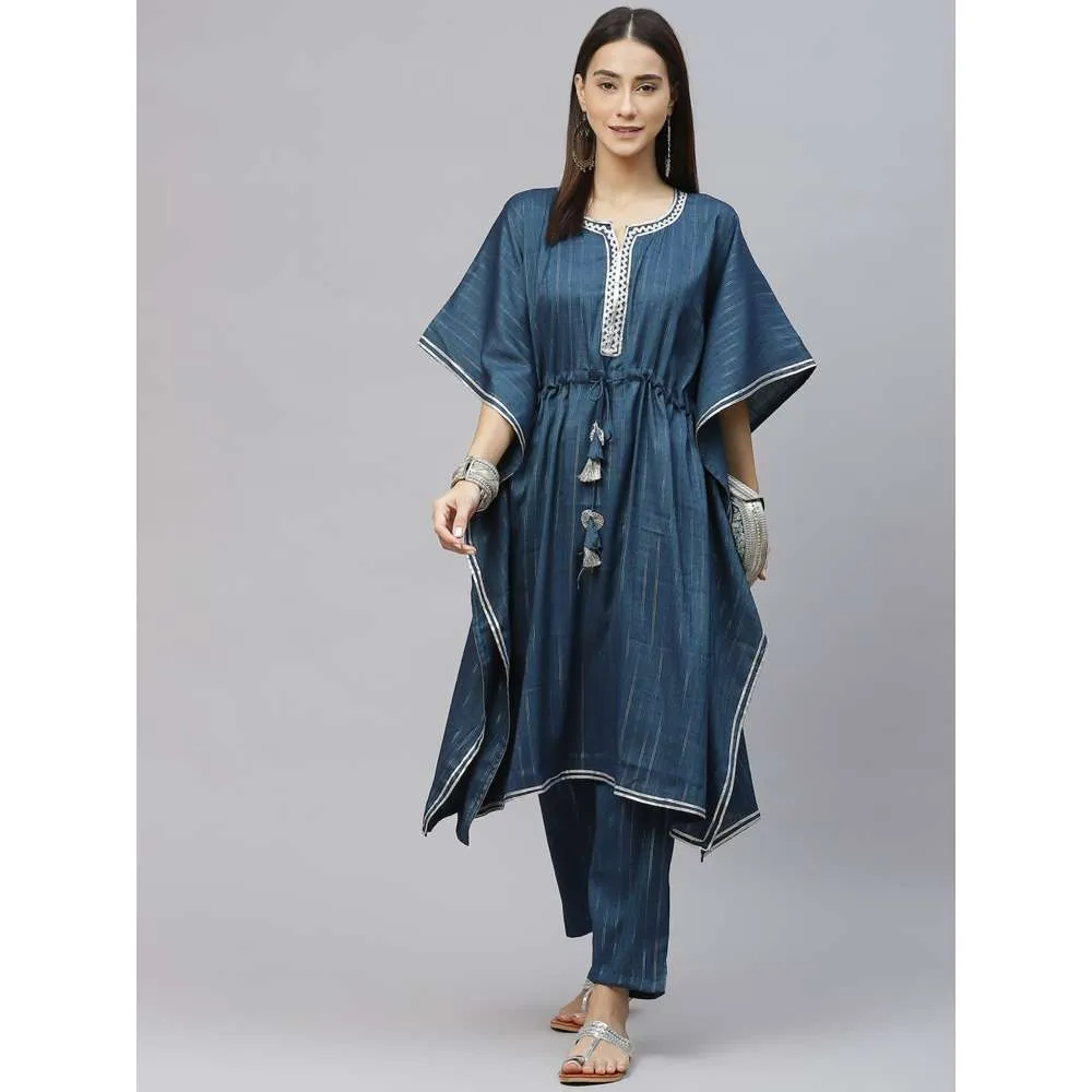 Laado Blue Lurex Kaftan Set (Set of 2)