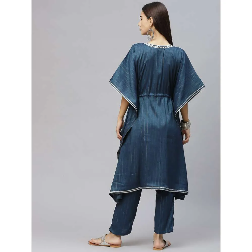 Laado Blue Lurex Kaftan Set (Set of 2)