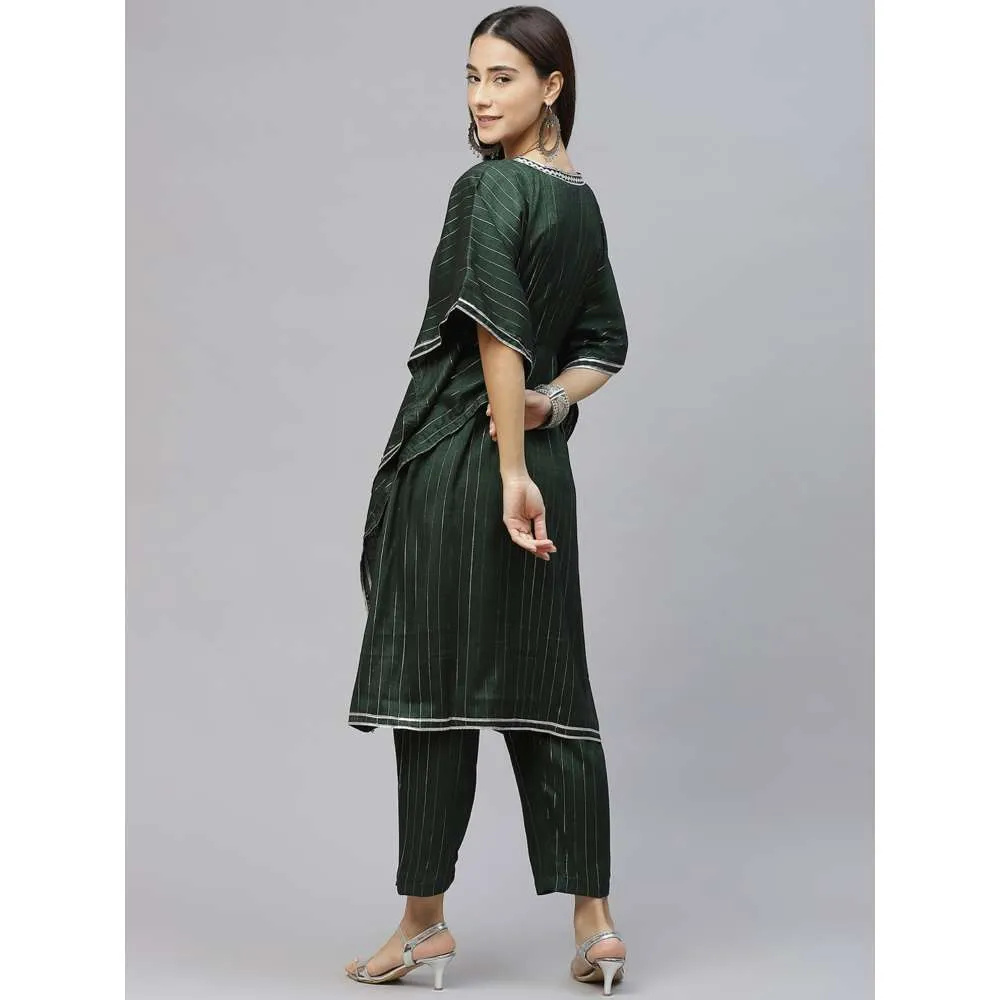 Laado Bottle Green Lurex Kaftan Set (Set of 2)