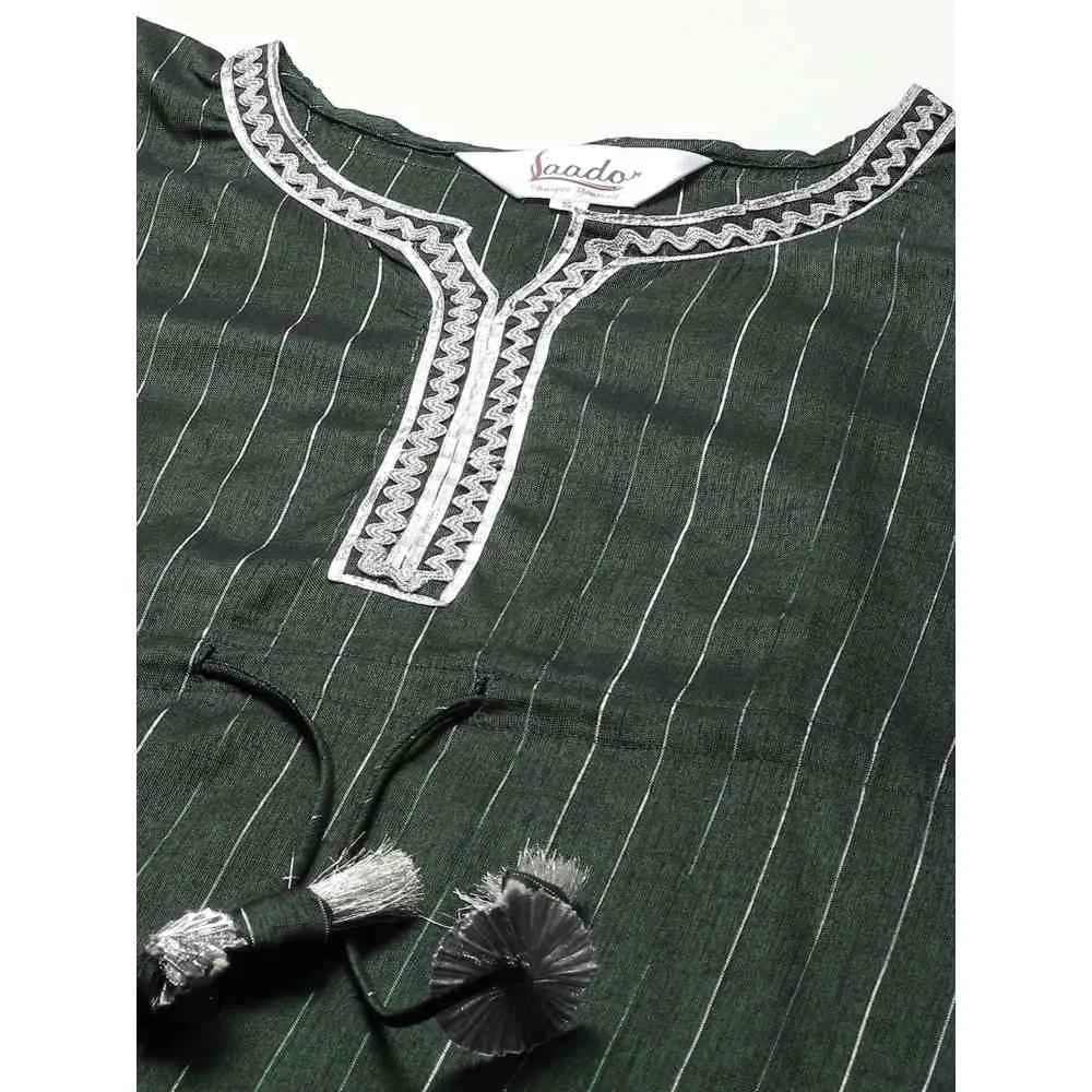 Laado Bottle Green Lurex Kaftan Set (Set of 2)