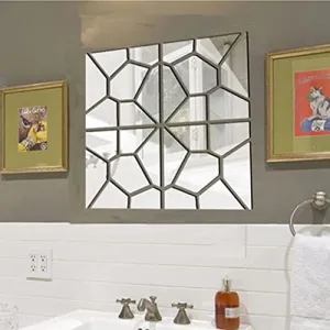 LICHTS 28Pcs 3D Acrylic Geometry Mirror Wall Sticker Home Art Decal Decor Silver