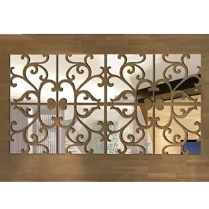 LICHTS 32Pcs 3D Acrylic Decal Mirror Sticker Wall Stickers Removable 20x20cm Silver