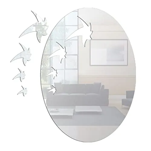 LICHTS A Set of Maple Leaf Mirror Wall Stickers Self-Adhesive Art Decor Silver