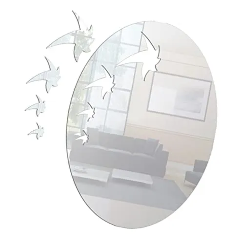 LICHTS A Set of Maple Leaf Mirror Wall Stickers Self-Adhesive Art Decor Silver