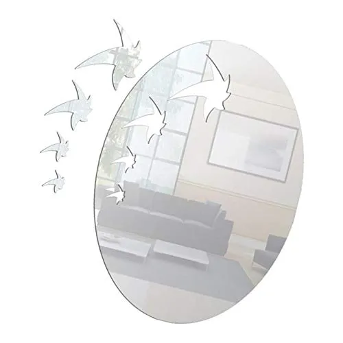 LICHTS A Set of Maple Leaf Mirror Wall Stickers Self-Adhesive Art Decor Silver