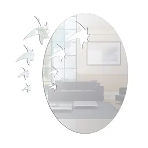 LICHTS A Set of Maple Leaf Mirror Wall Stickers Self-Adhesive Art Decor Silver