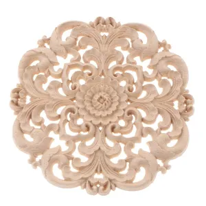 LICHTS European Style Wood Round Carved Appligue for Furniture Decoration Size_L