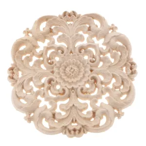 LICHTS European Style Wood Round Carved Appligue for Furniture Decoration Size_M